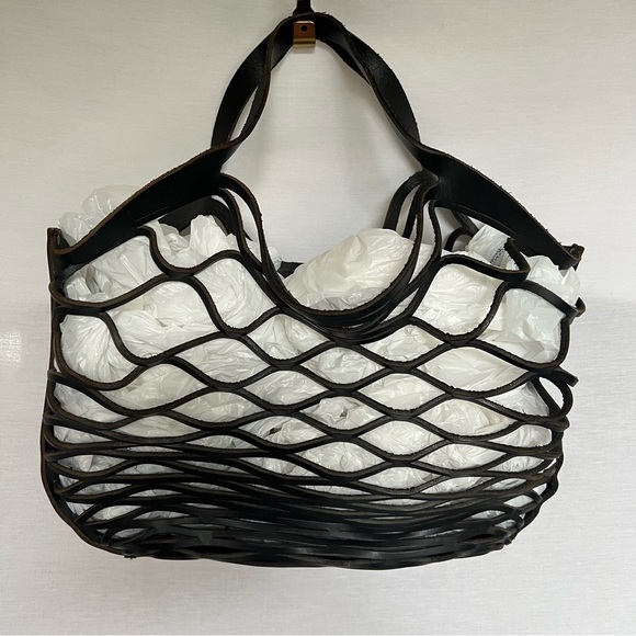 Bill Amberg Leather Black Mesh Tote Bag